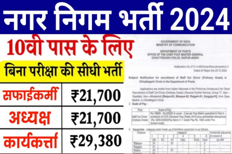 Nagar Nigam New Vacancy 2024